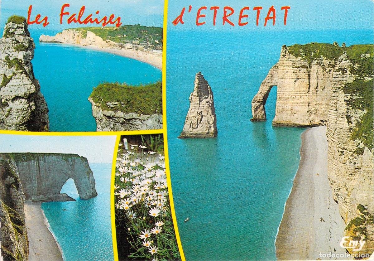 Postkarten: Postal de los Acantilados de &Eacute;tretat, Normand&iacute;a, Francia