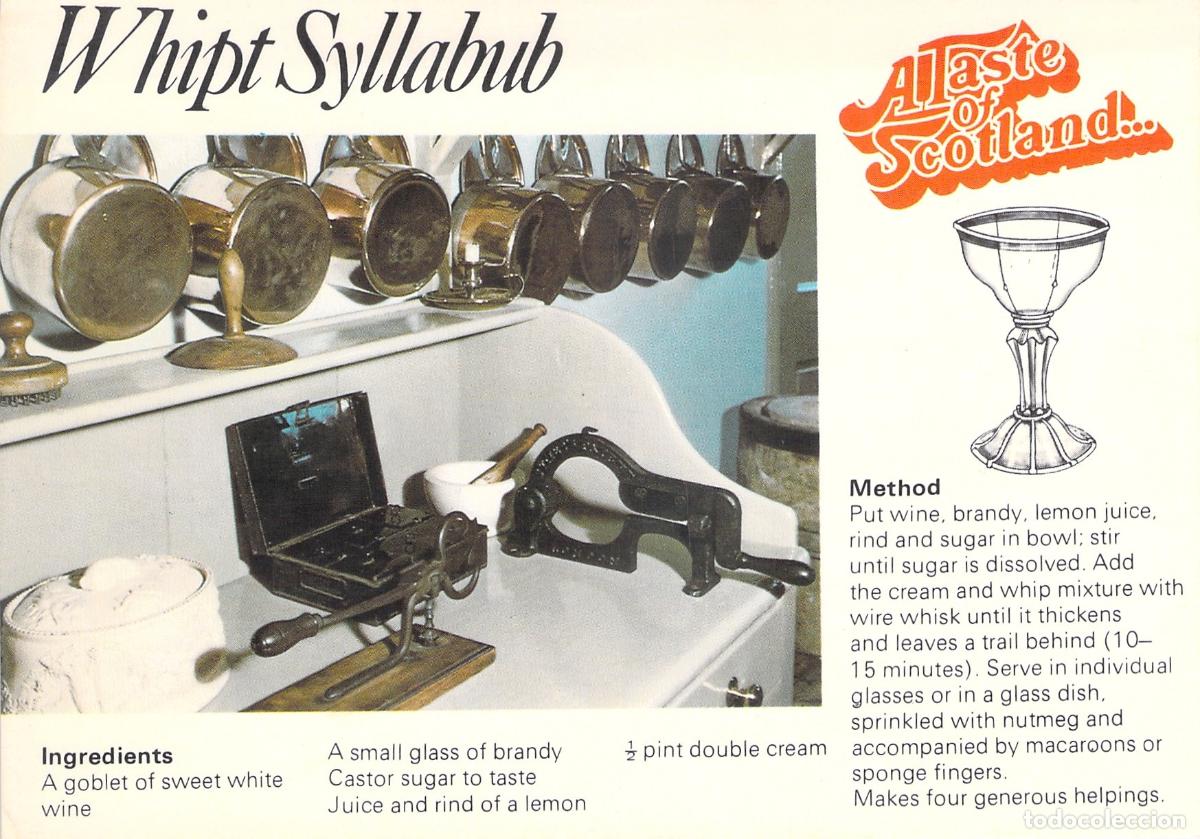 Cartoline: Postal Receta Whipt Syllabub Cocina Casa Georgiana Edimburgo