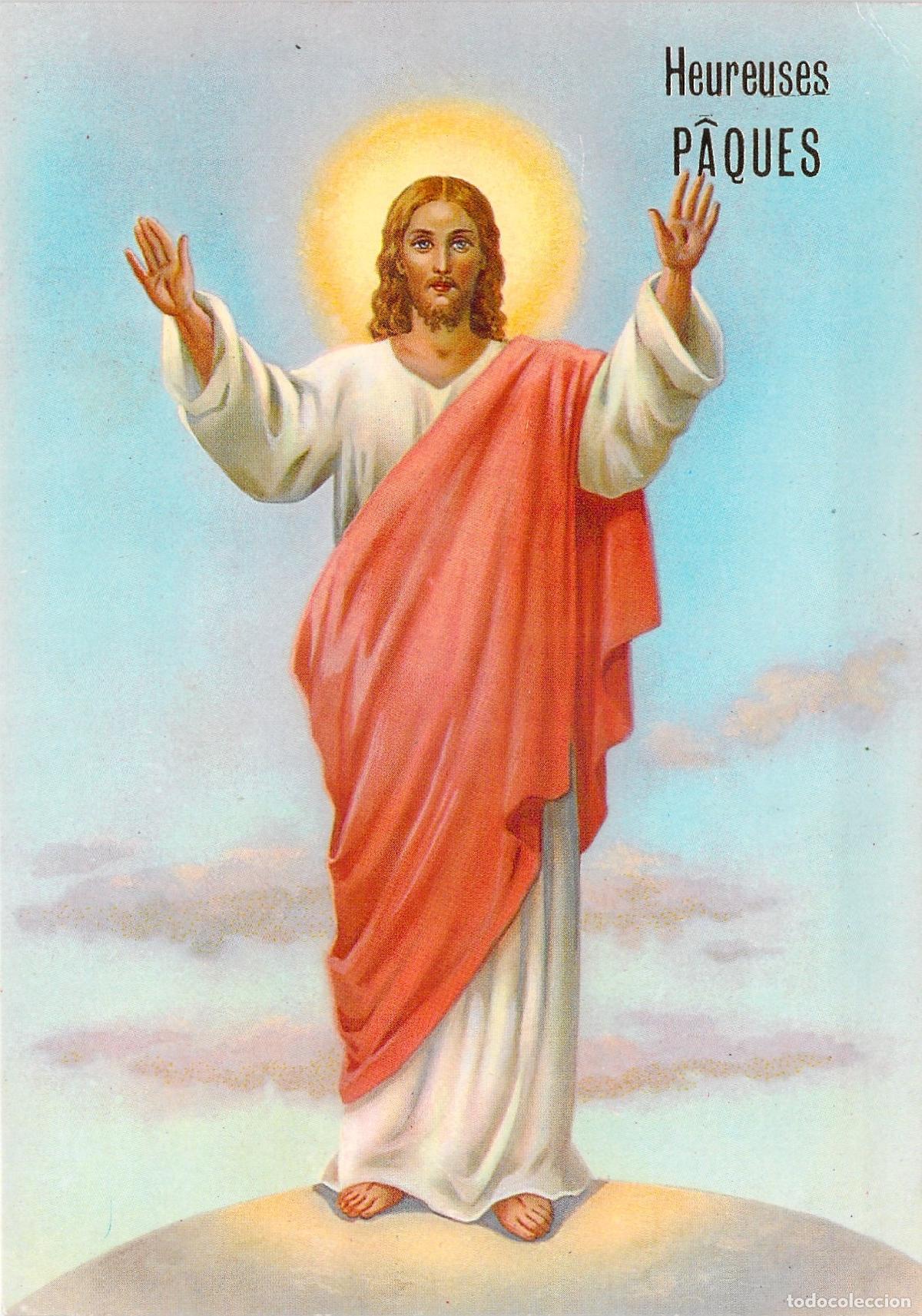 Cartoline: Tarjeta Postal Religiosa Felices Pascuas Jesucristo Resucitado
