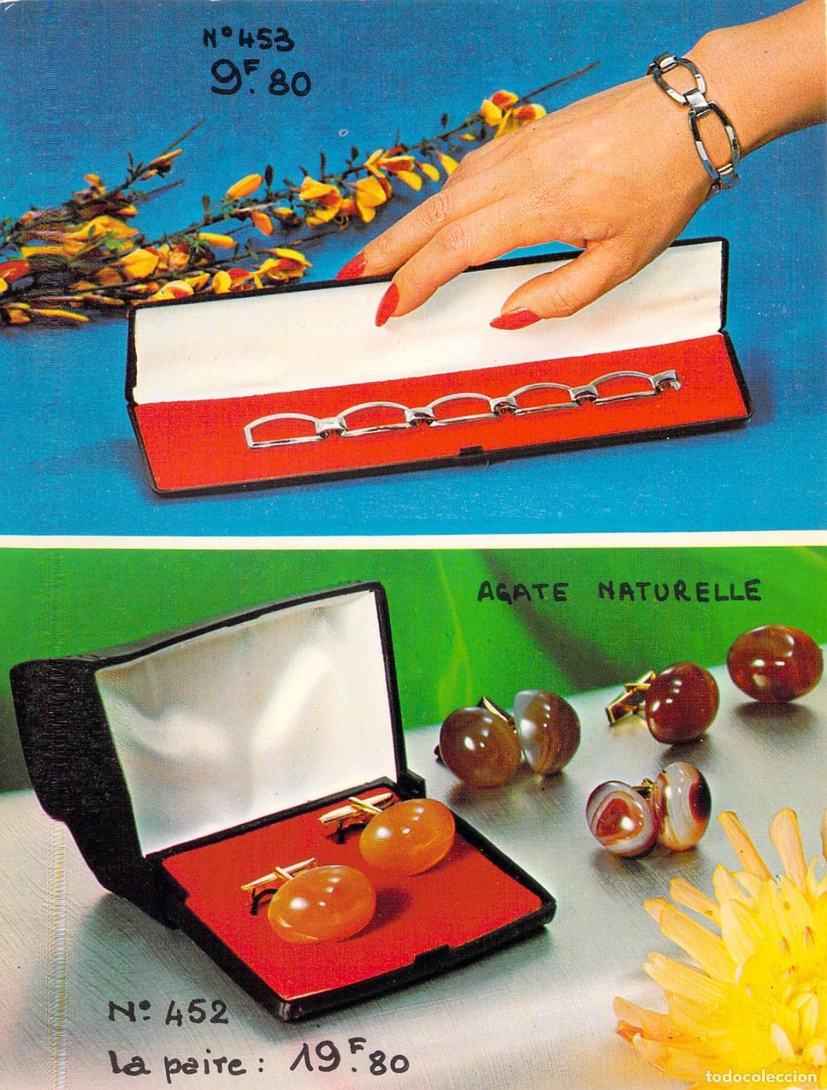 Cartoline: Postal Publicitaria de Joyer&iacute;a Francesa, Pulsera y Gemelos de &Aacute;gata
