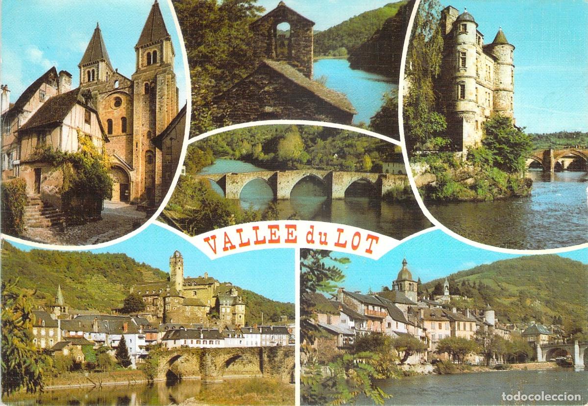 Cartoline: Postal Multivista Valle del Lot Aveyron Francia Conques Estaing