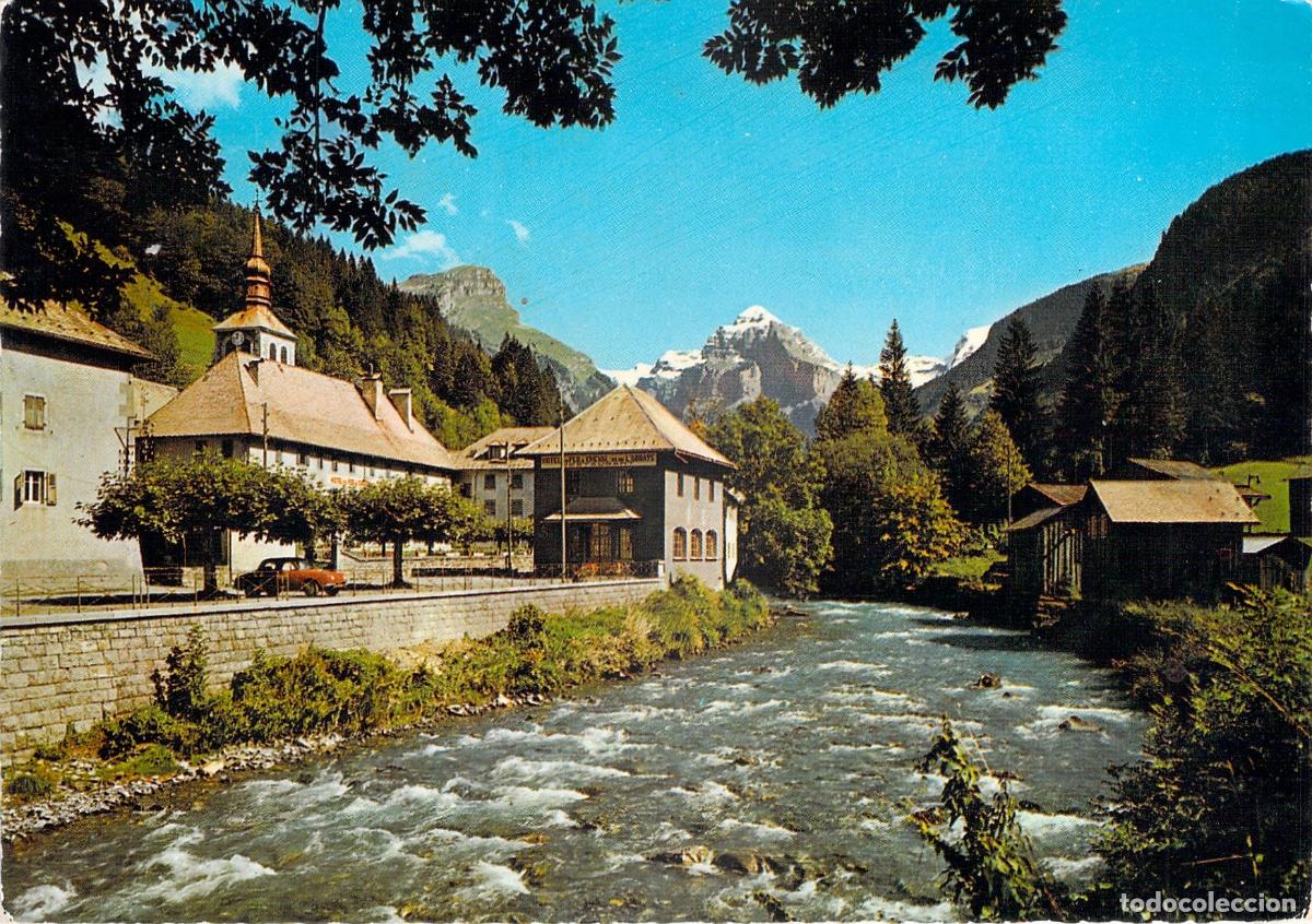 Cartoline: Postal de Sixt Haute-Savoie con el r&iacute;o Giffre y la Iglesia