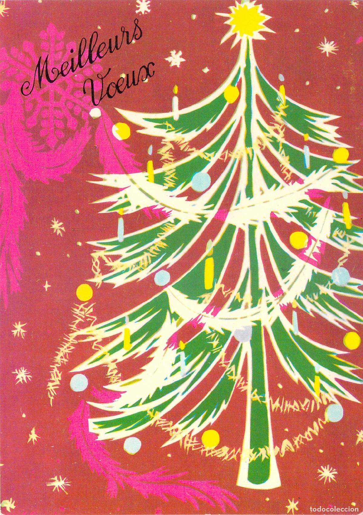Cartoline: Postal Ilustrada de Navidad con &Aacute;rbol y Mejores Deseos