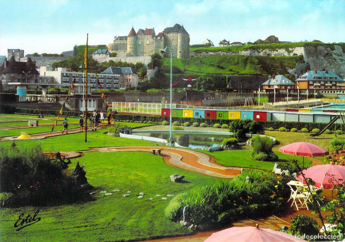 Postcards: Postal de Dieppe: Mini Golf, Piscina y Castillo de Seine-Maritime