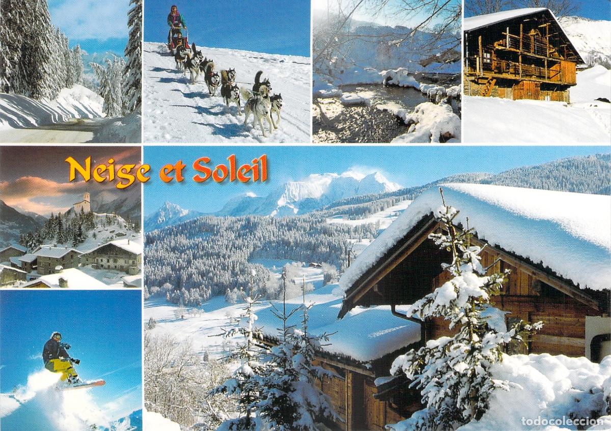 Postcards: Tarjeta Postal de Neige et Soleil, Alpes Franceses y Deportes de Invierno