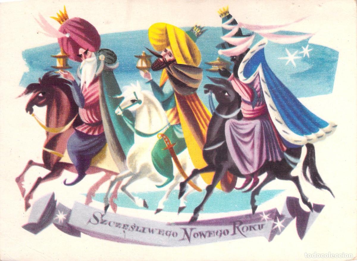 Postais: Postal Ilustrada de los Reyes Magos - Feliz A&ntilde;o Nuevo Polonia