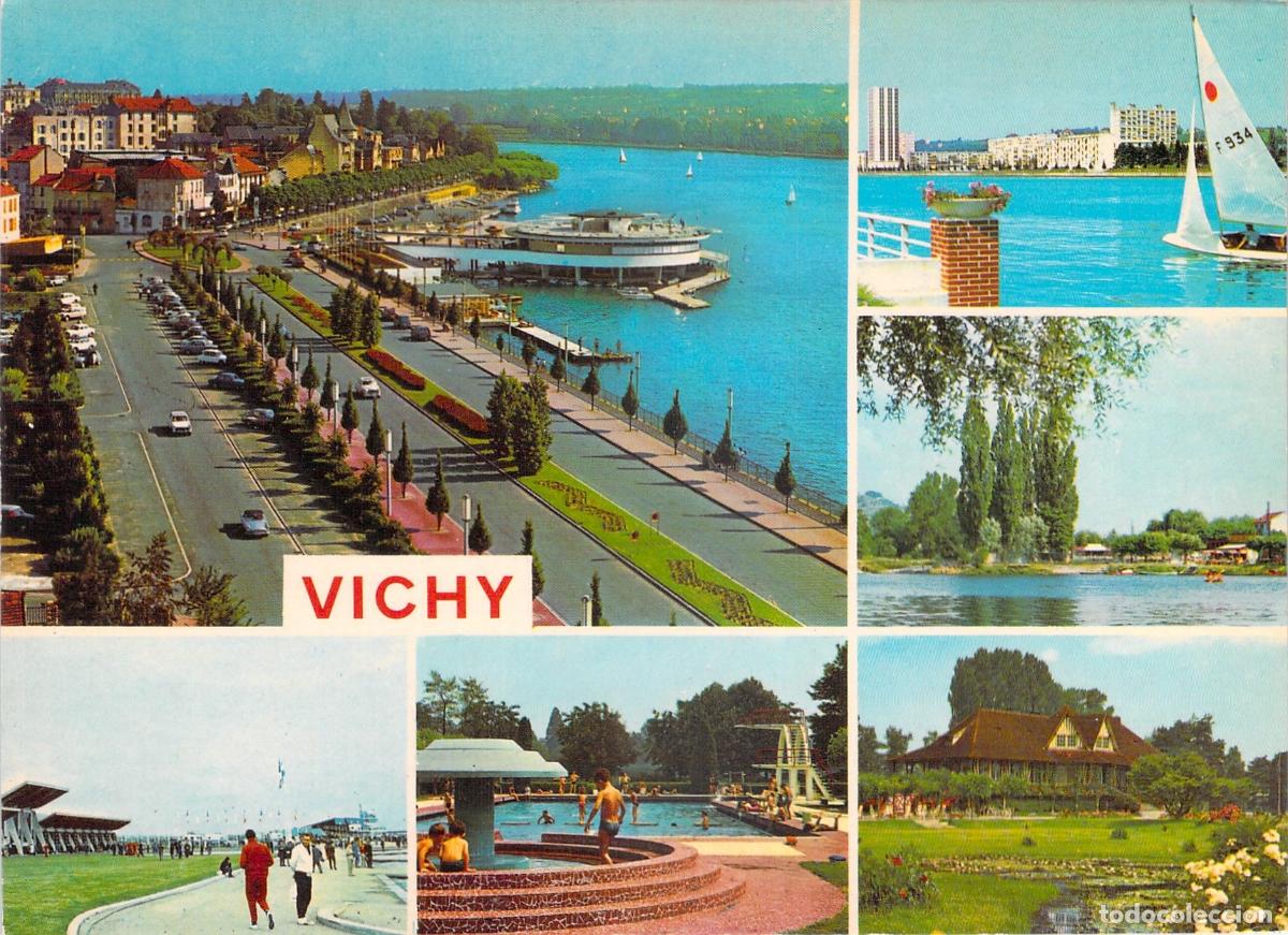 Postais: Postal de Vichy, Francia - Vistas de La Rotonde y Centro Deportivo