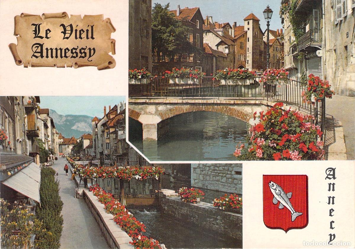 Postcards: Postal de Annecy Francia Canal Le Thiou y Puente Bacchus