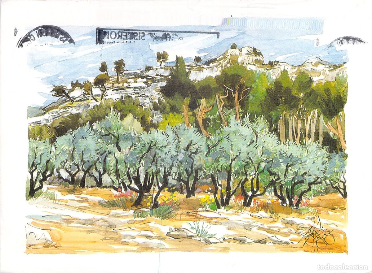 Postales: Postal de Paisaje Les Alpilles Provenza Acuarela Michel Perticara
