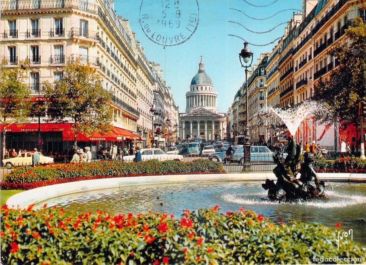 Postcards: Tarjeta Postal de Par&iacute;s: El Pante&oacute;n y la Rue Soufflot con Fuente
