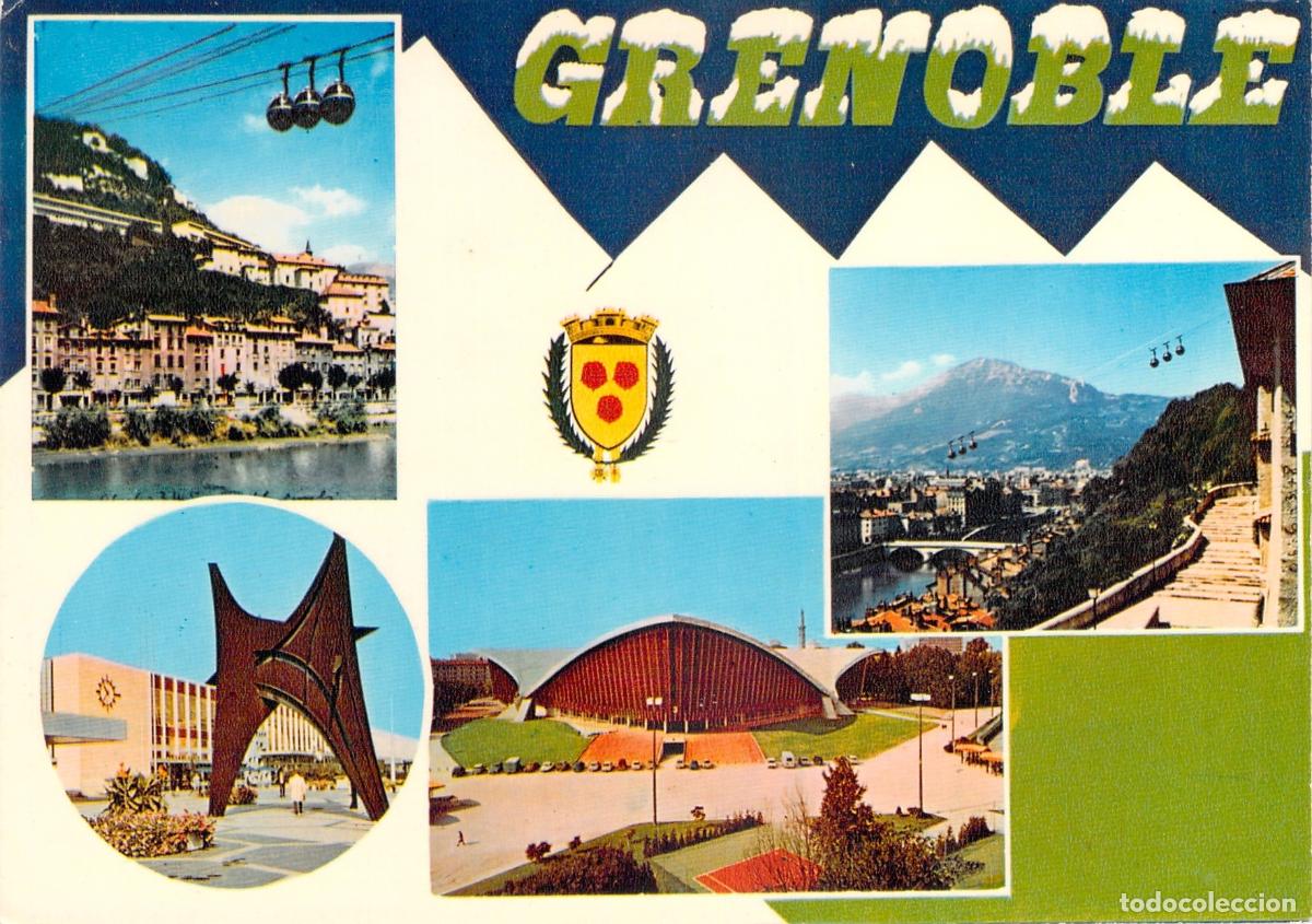 Postcards: Postal de Grenoble Is&egrave;re Francia Telef&eacute;rico y Estadio de Hielo