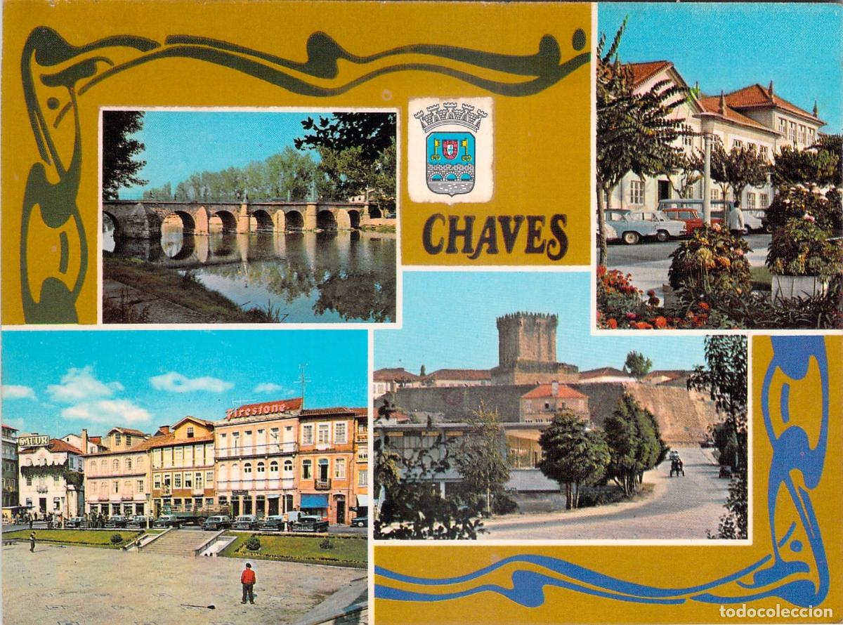 Postkarten: Postal de Chaves Portugal con Vistas del Puente Romano y Castillo