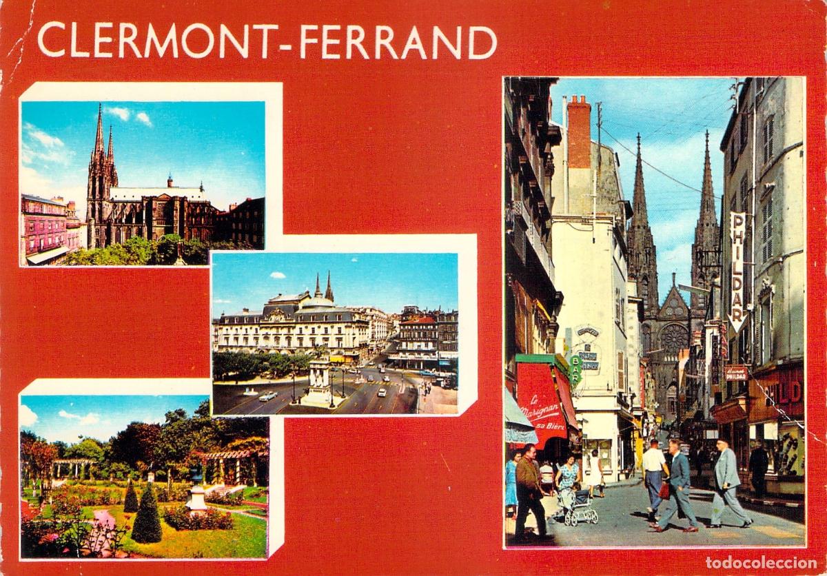 Postkarten: Postal Multivista de Clermont-Ferrand: Catedral, Plaza Jaude y Calle Gras
