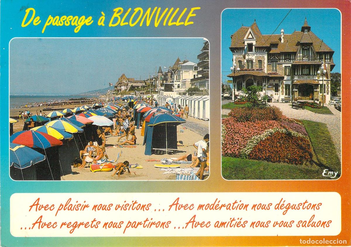 Postcards: Postal de Blonville-sur-Mer, Normand&iacute;a: Playa y arquitectura costera