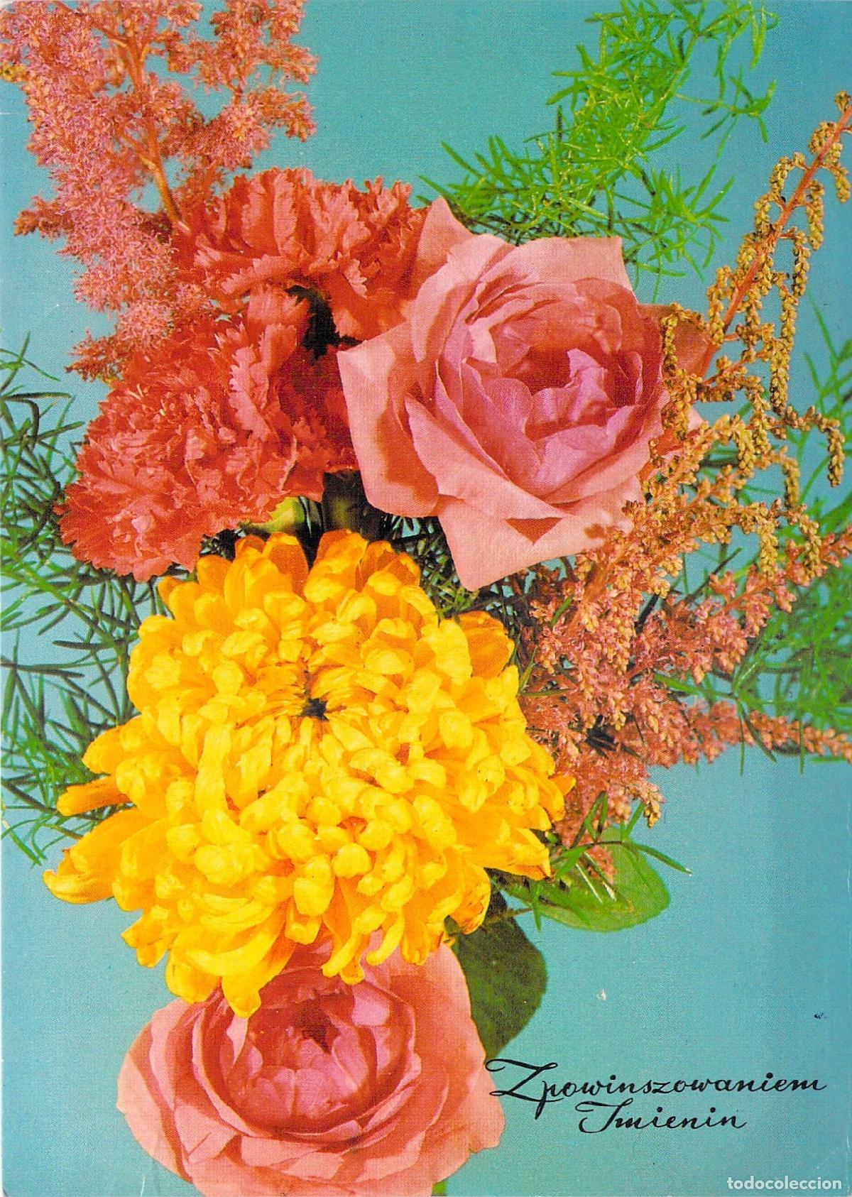 Postkarten: Postal de Ramo de Flores con Rosas y Crisantemo de Polonia