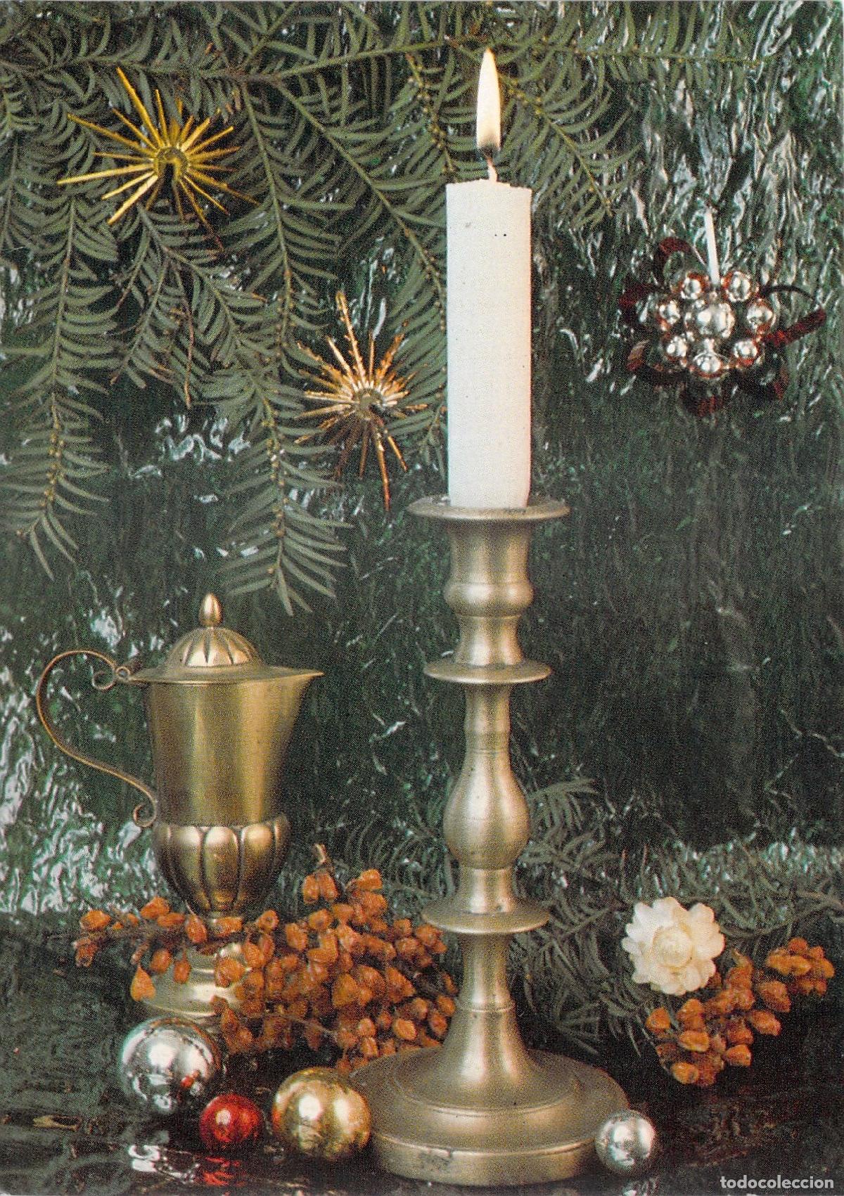Postales: Postal de Navidad con Vela y Decoraci&oacute;n Polaca