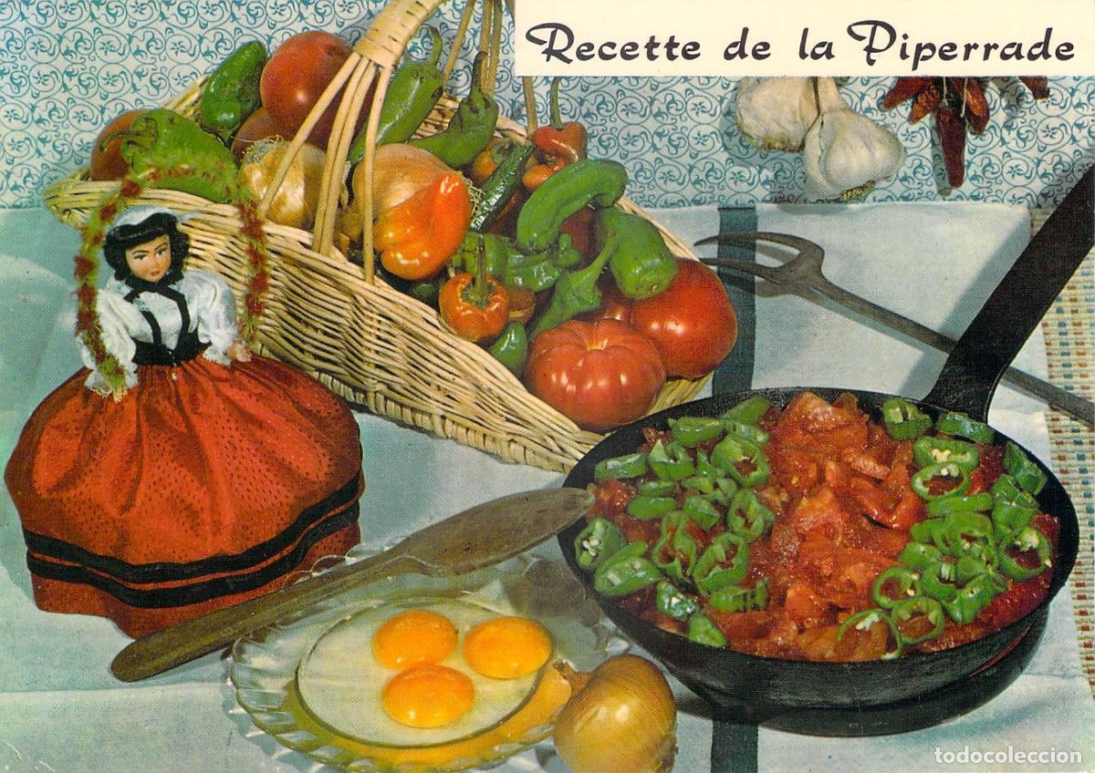 Postales: Postal Receta de la Piperrade del B&eacute;arn Gastronom&iacute;a Francesa