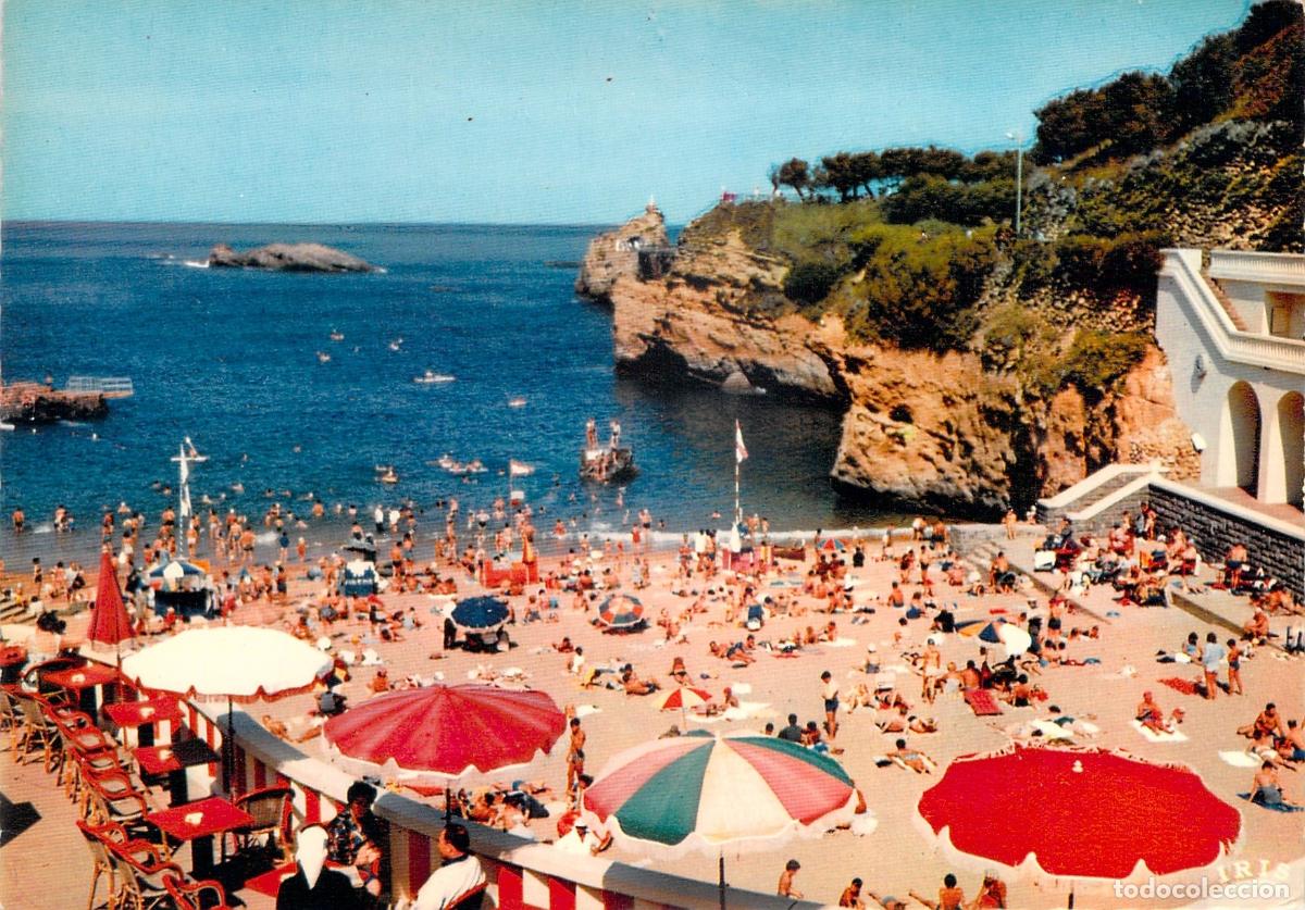 Postales: Postal de Biarritz: Playa del Port Vieux y Roca de la Virgen
