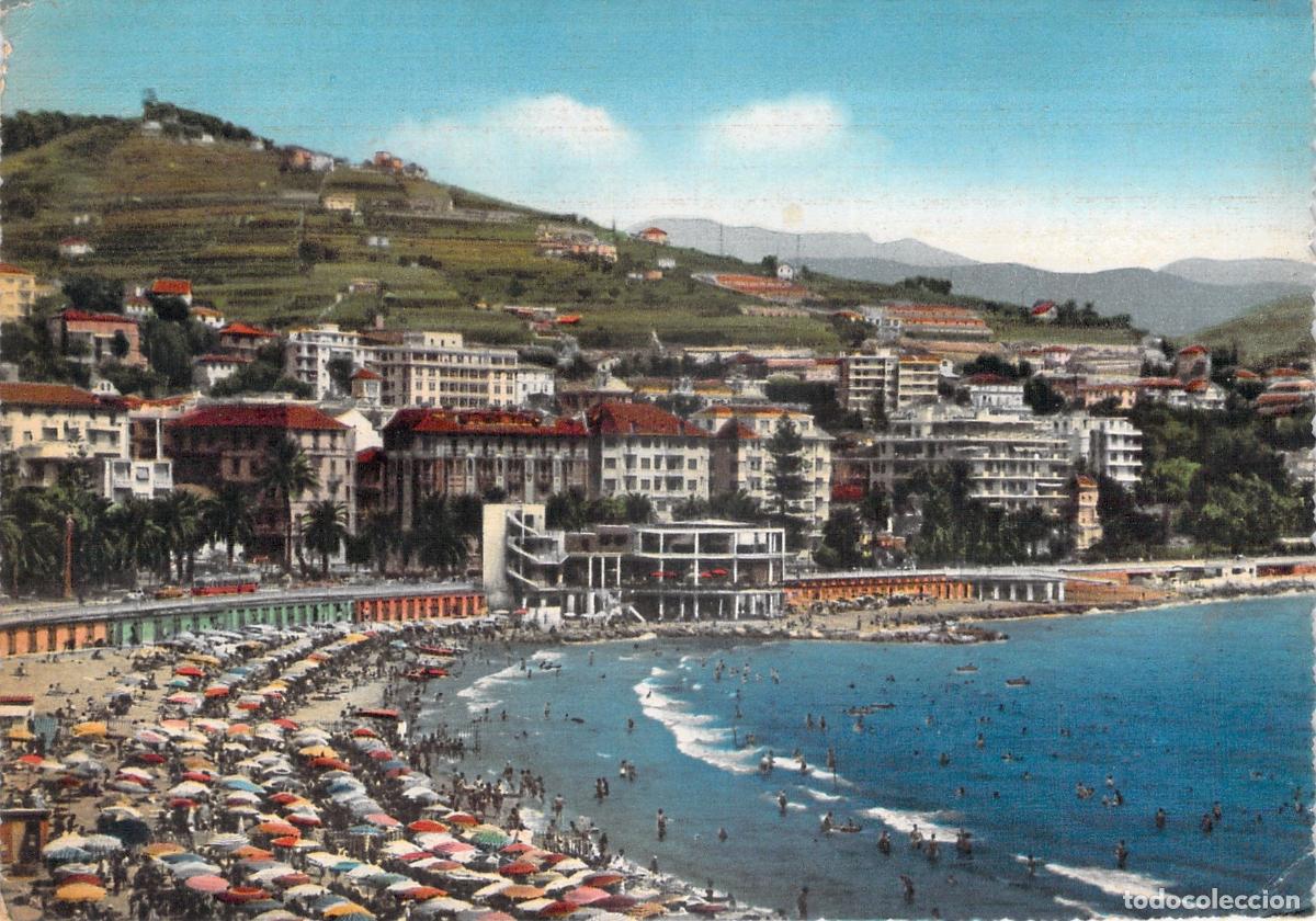 Postales: Postal de San Remo, Italia - Playa y Restaurante Morgana