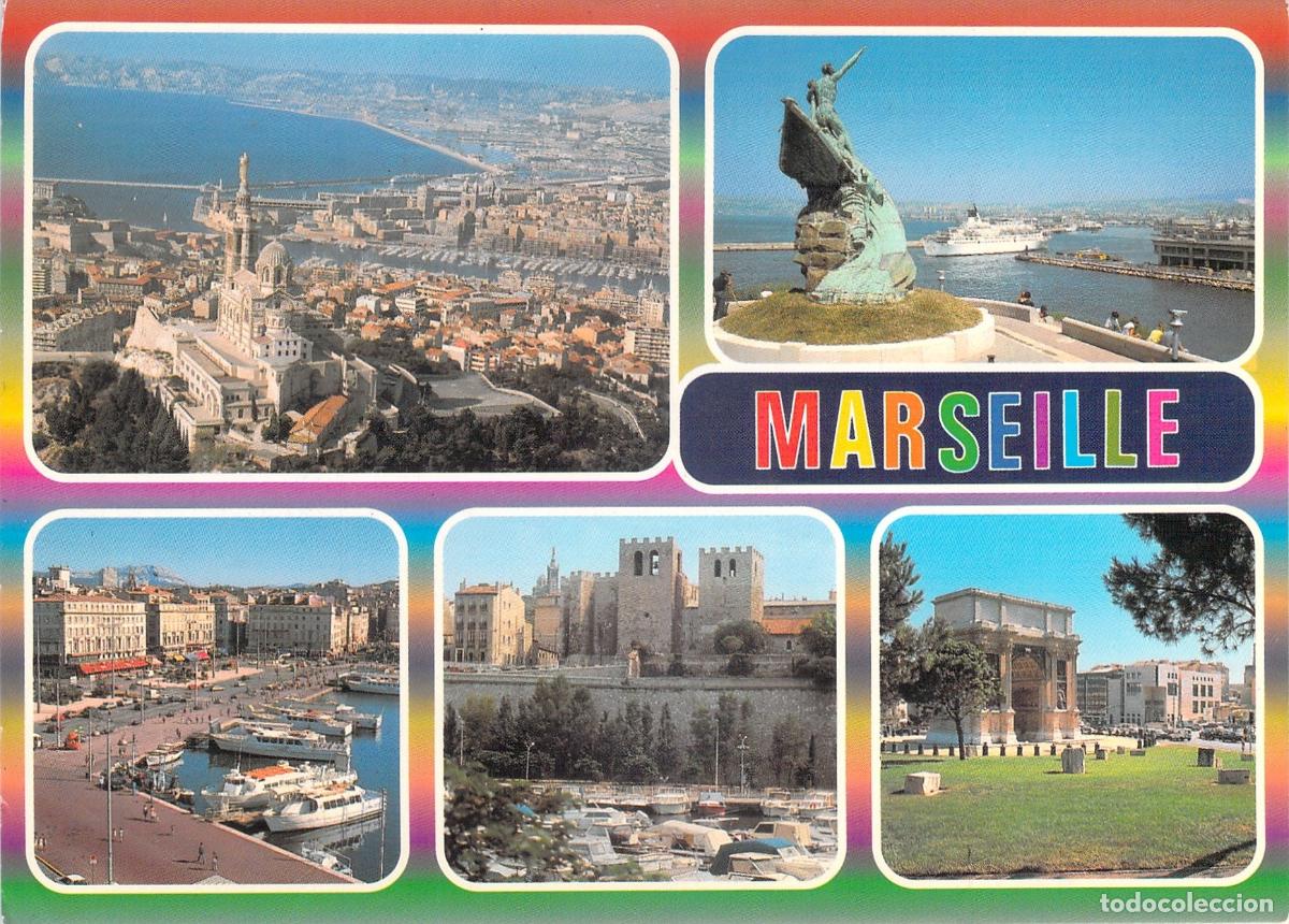 Cartoline: Postal Multi-vistas de Marsella Francia Monumentos y Puerto Viejo
