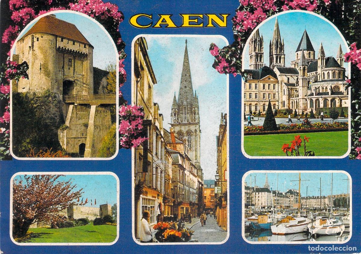 Cartoline: Postal Multivista de Caen Francia: Arquitectura y Puerto de Calvados
