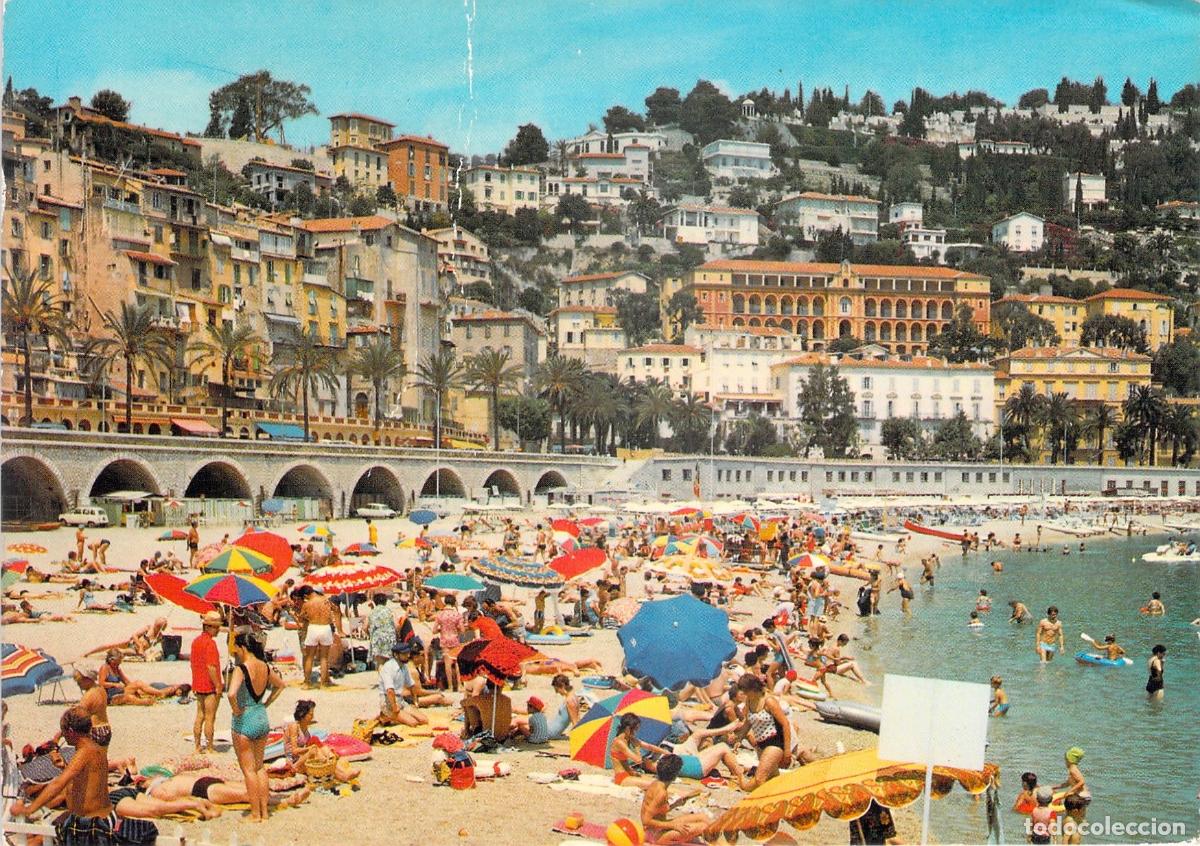 Postales: Postal de la Playa de Menton en la Costa Azul, Francia