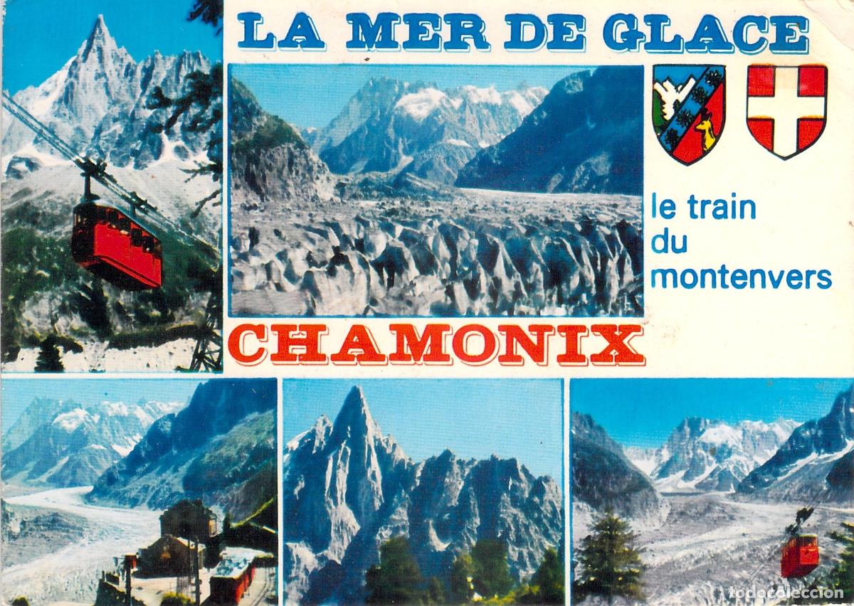Postales: Postal de Chamonix-Mont-Blanc y el Glaciar Mer de Glace, Francia