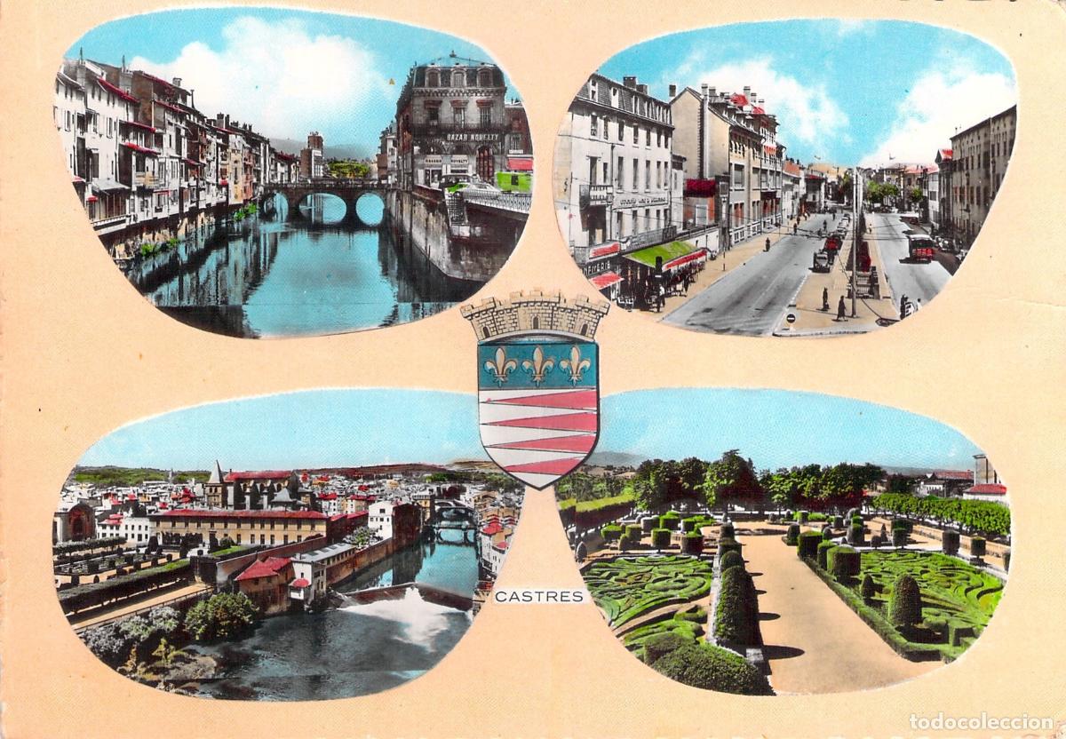 Postais: Postal Multivista de Castres, Francia - Jardines y R&iacute;o Agout