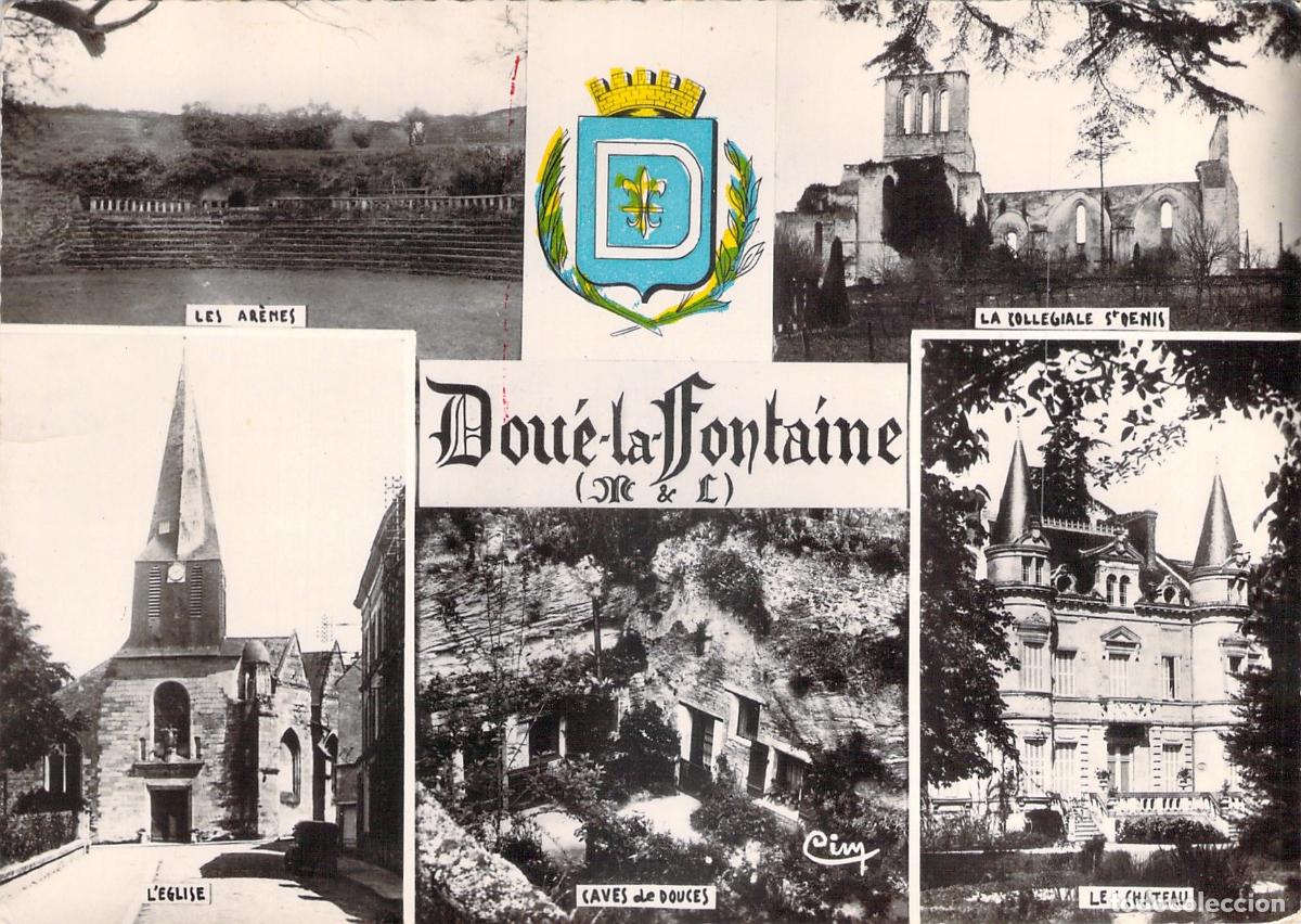 Cartoline: Postal de Dou&eacute;-la-Fontaine Francia Multivista Castillo y Cuevas