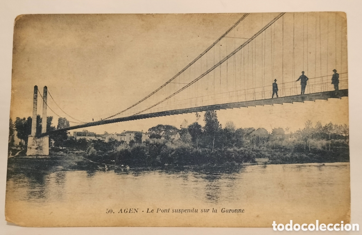 Postales: Agen-le pont suspendu sur la garonne