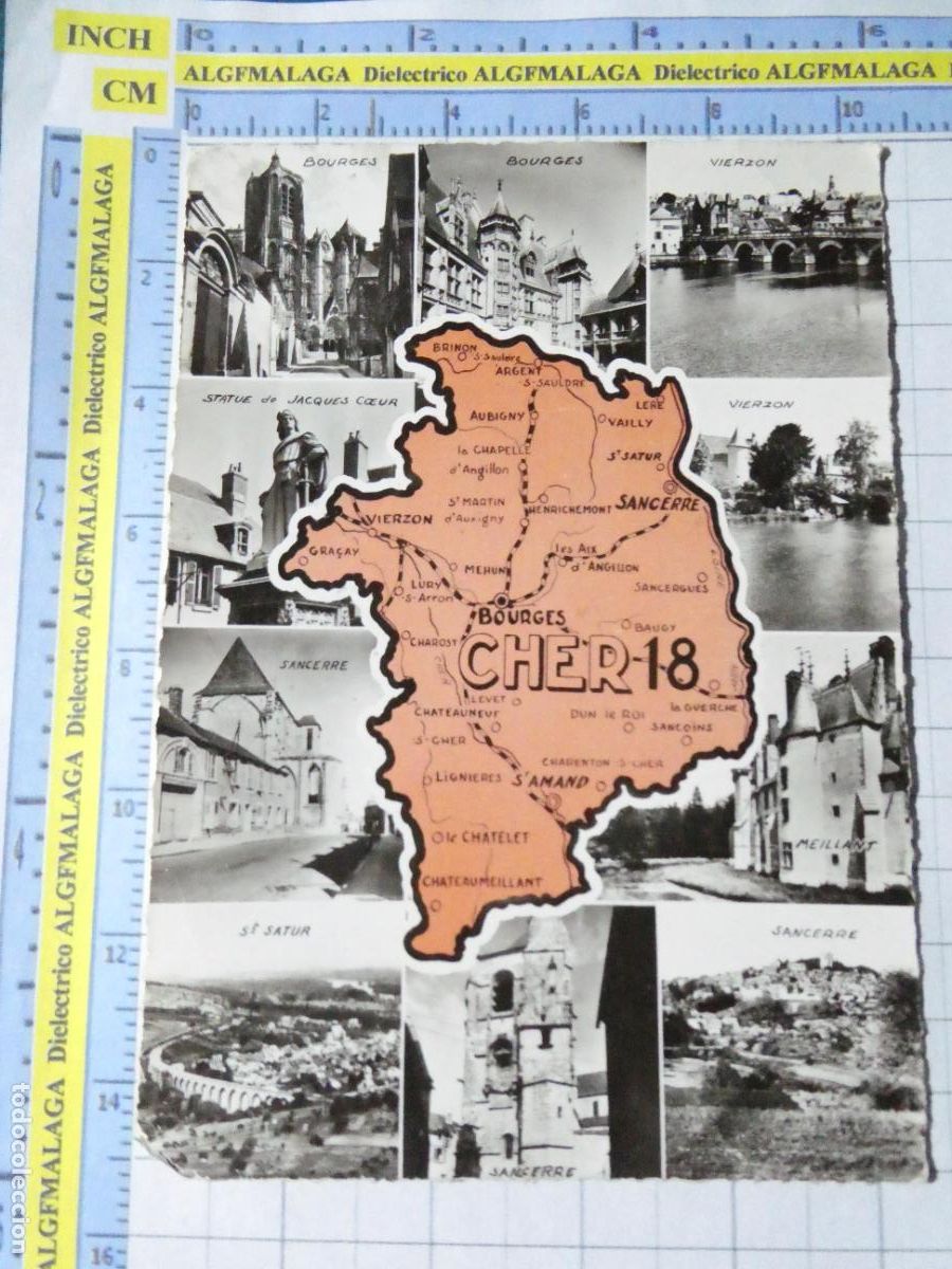 Postales: POSTAL DE FRANCIA. MAPA PLANO CHER 18 BOURGES VIERZON SANCERRE. 2777