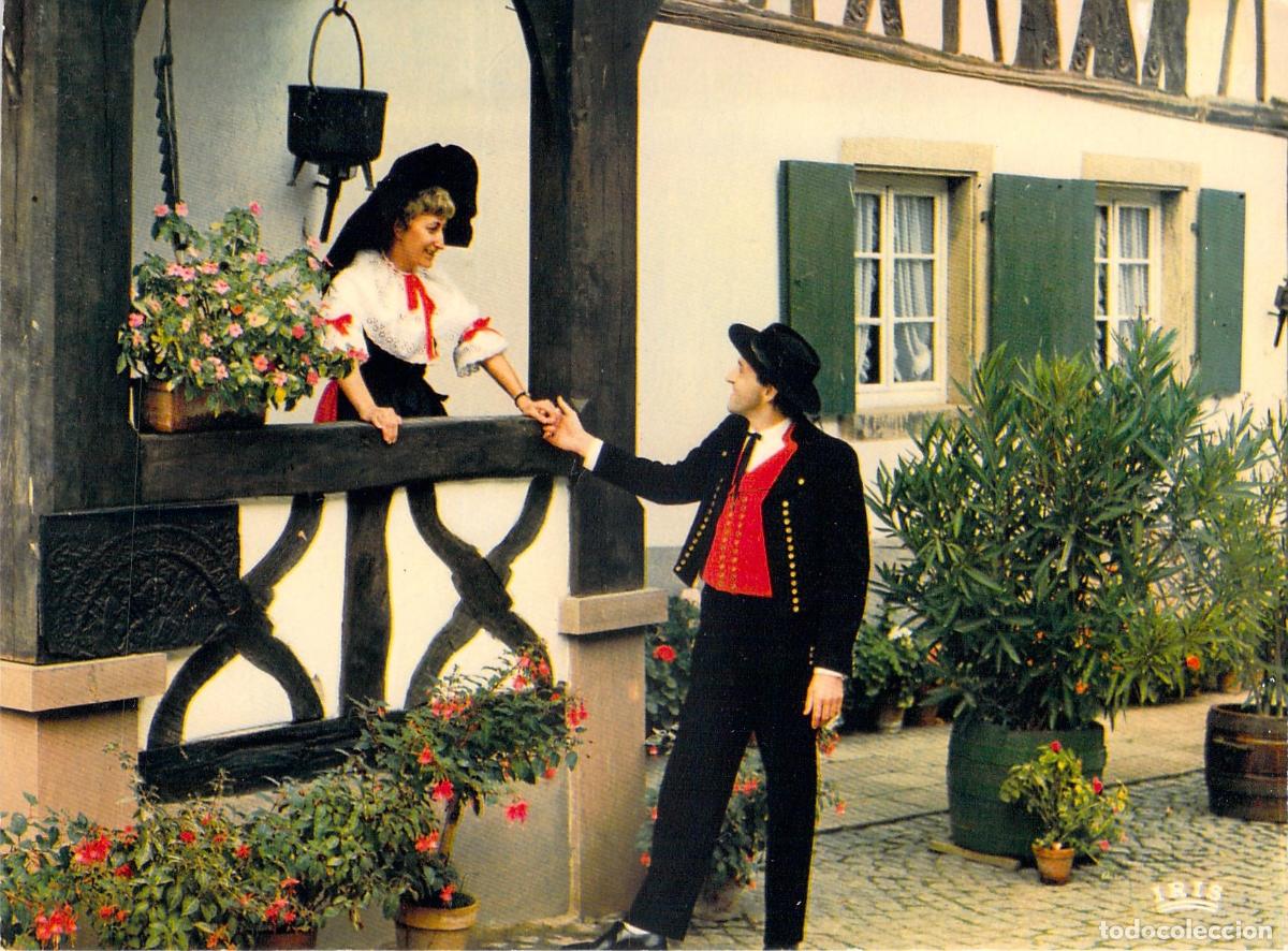 Postales: Postal de Alsacia con Pareja en Trajes T&iacute;picos de Habsheim