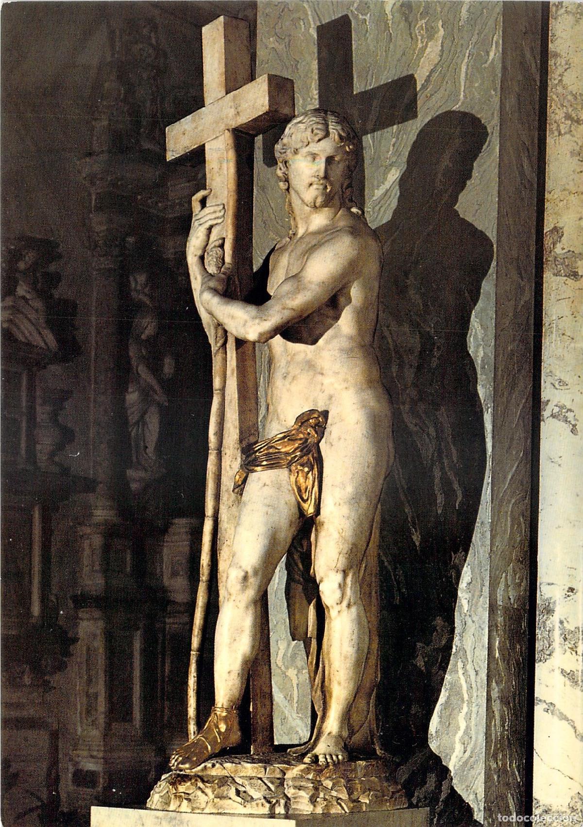 Postales: Postal Bas&iacute;lica Santa Maria sopra Minerva Roma, Cristo de Miguel &Aacute;ngel