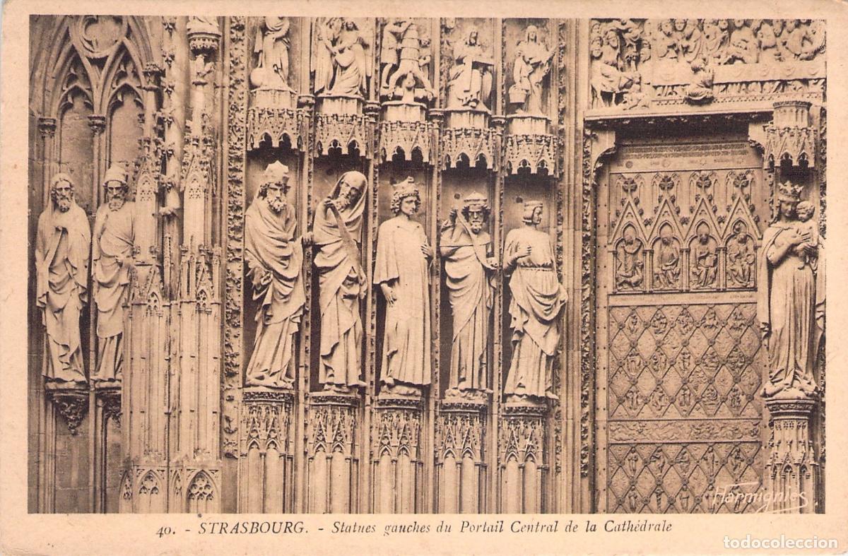 Postales: Postal de las Estatuas del Portal de la Catedral de Estrasburgo, Francia