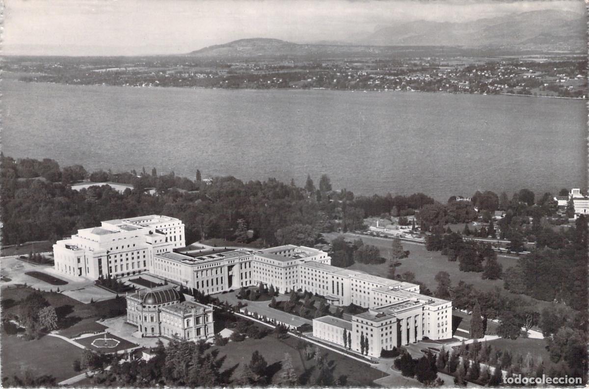 Postales: Postal de Ginebra, Palacio de las Naciones Unidas y Lago Leman