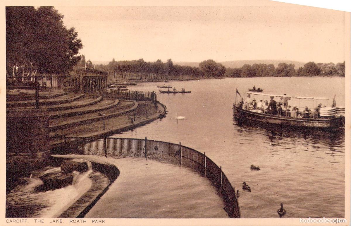Postales: Postal de Cardiff - El Lago de Roath Park, Gales