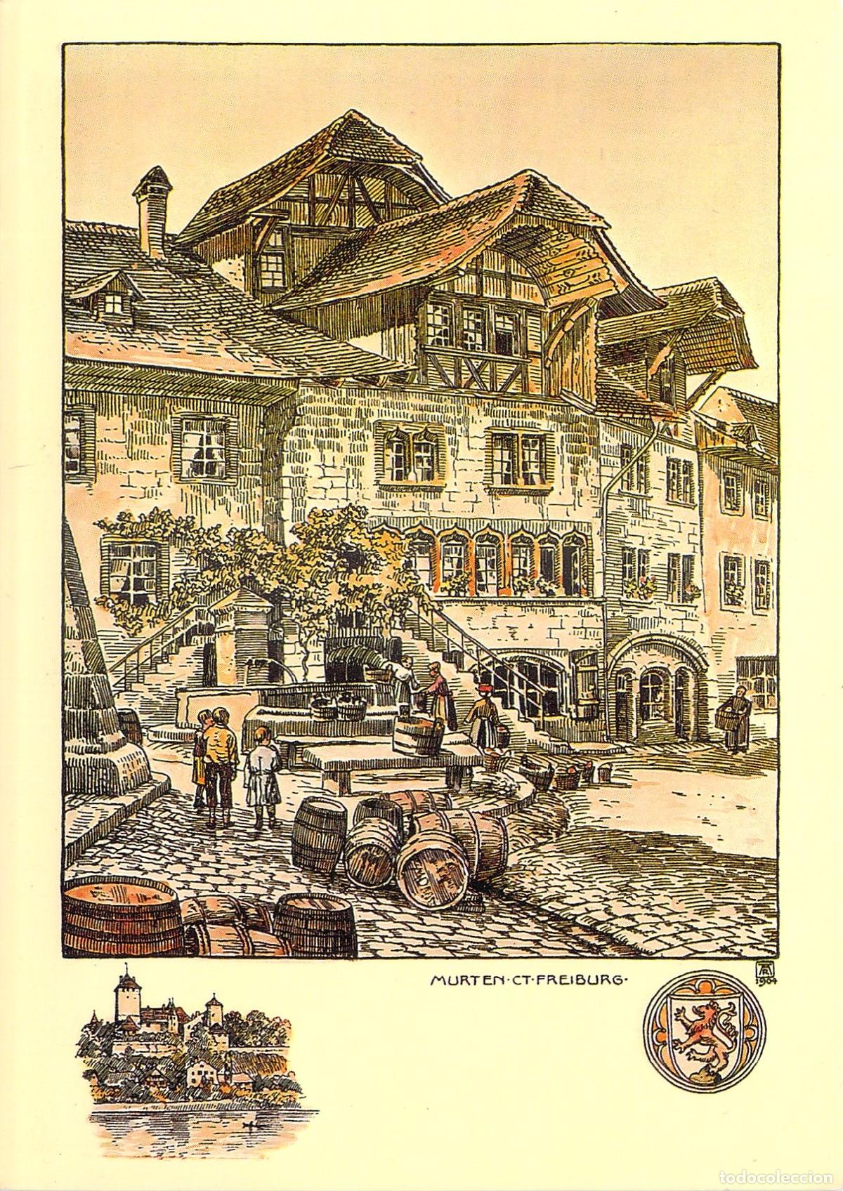 Postales: Postal de Murten Morat Suiza con Ilustraci&oacute;n Hist&oacute;rica