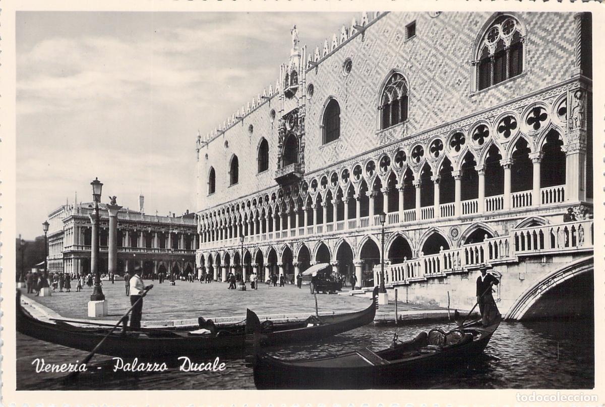 Postales: Postal de Venecia - Palacio Ducal y G&oacute;ndolas en el Canal