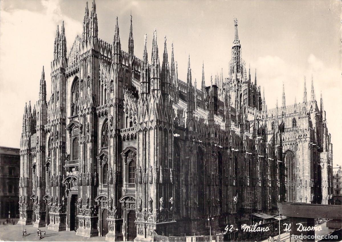 Postales: Tarjeta Postal del Duomo de Mil&aacute;n, Catedral G&oacute;tica de Italia