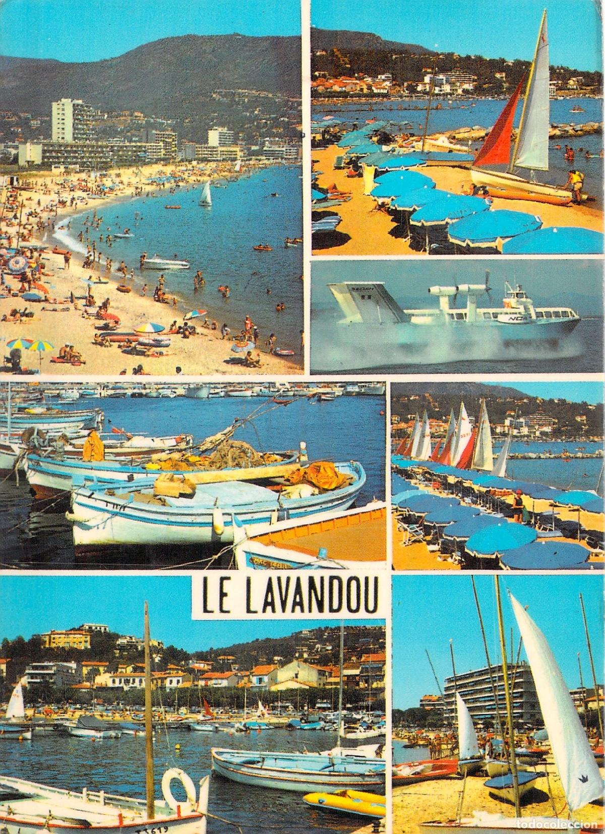 Postales: Postal de Le Lavandou, Costa Azul, Francia - Multi-vista con barcos y playa