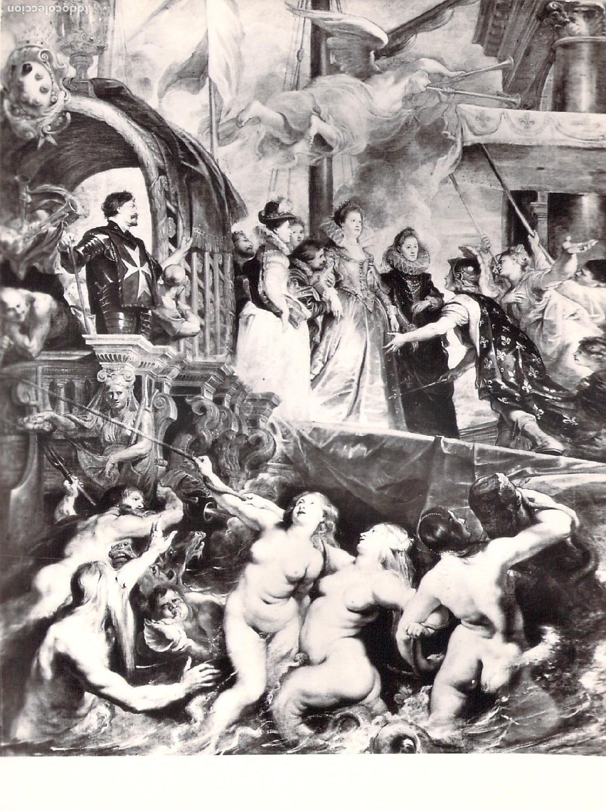 Postales: Postal del Desembarco de Mar&iacute;a de M&eacute;dici de Rubens en el Louvre