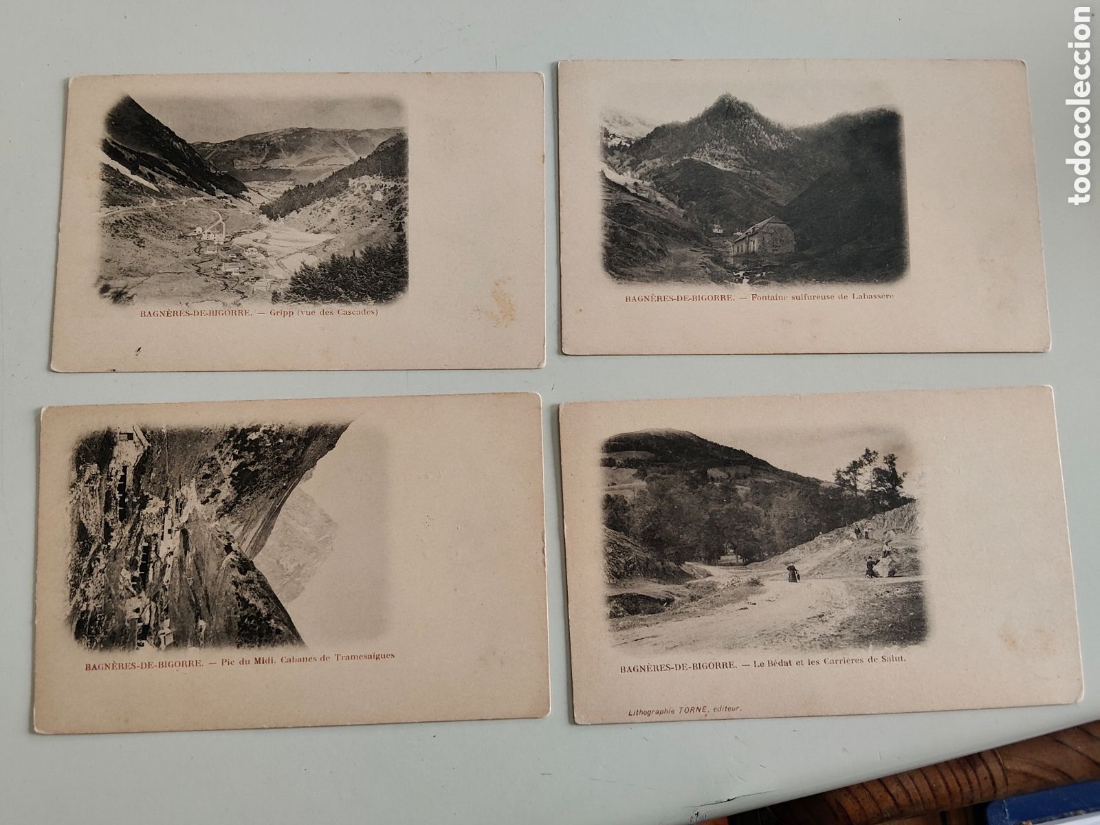Postales: Lote de 4 tarjetas postales Bagneres de Bigorre dorso sin dividir Lito Torn&eacute;