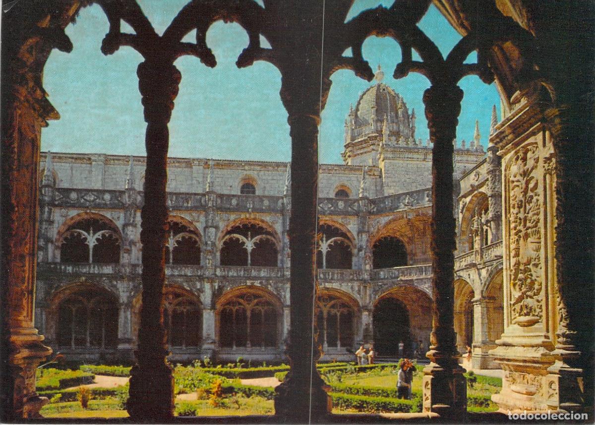 Postales: Postal de Lisboa: Claustro del Monasterio de los Jer&oacute;nimos, Portugal