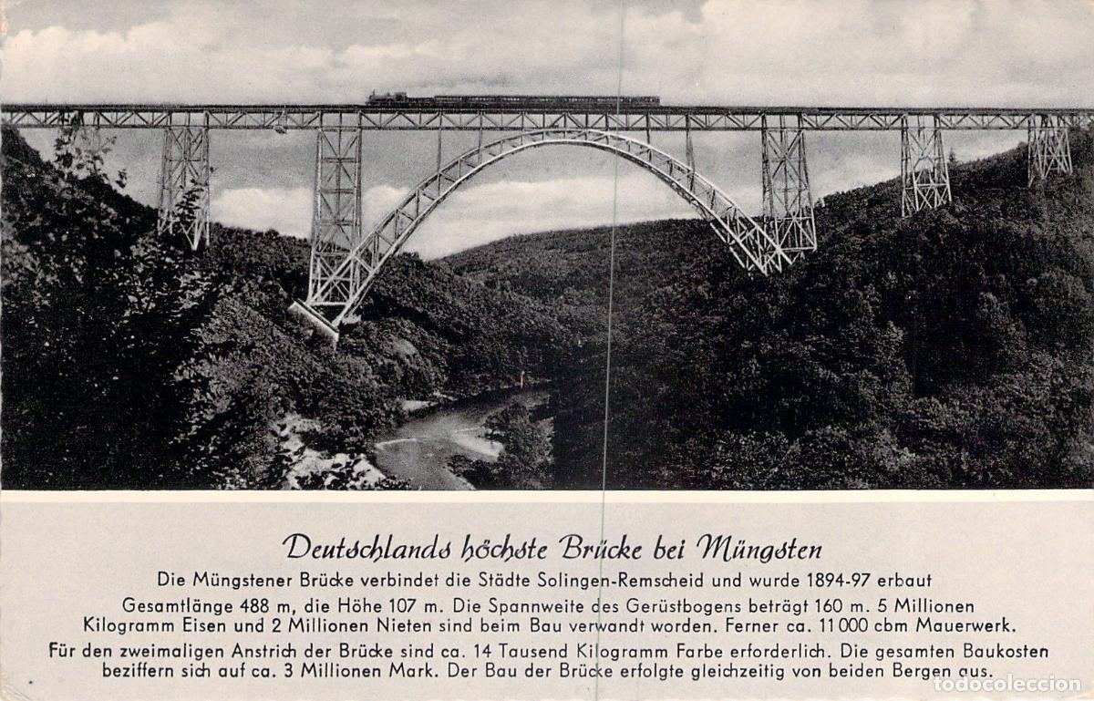 Postales: Postal del Puente de M&uuml;ngsten, el m&aacute;s alto de Alemania, Ferrocarril Tren