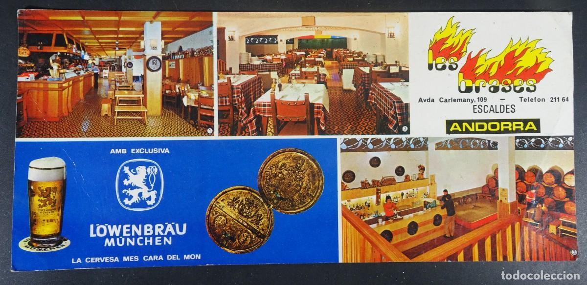 Postales: ANTIGUA POSTAL PUBLICIDAD, RESTAURANTE LES BRASES , ESCALDES ANDORRA, VER FOTOS