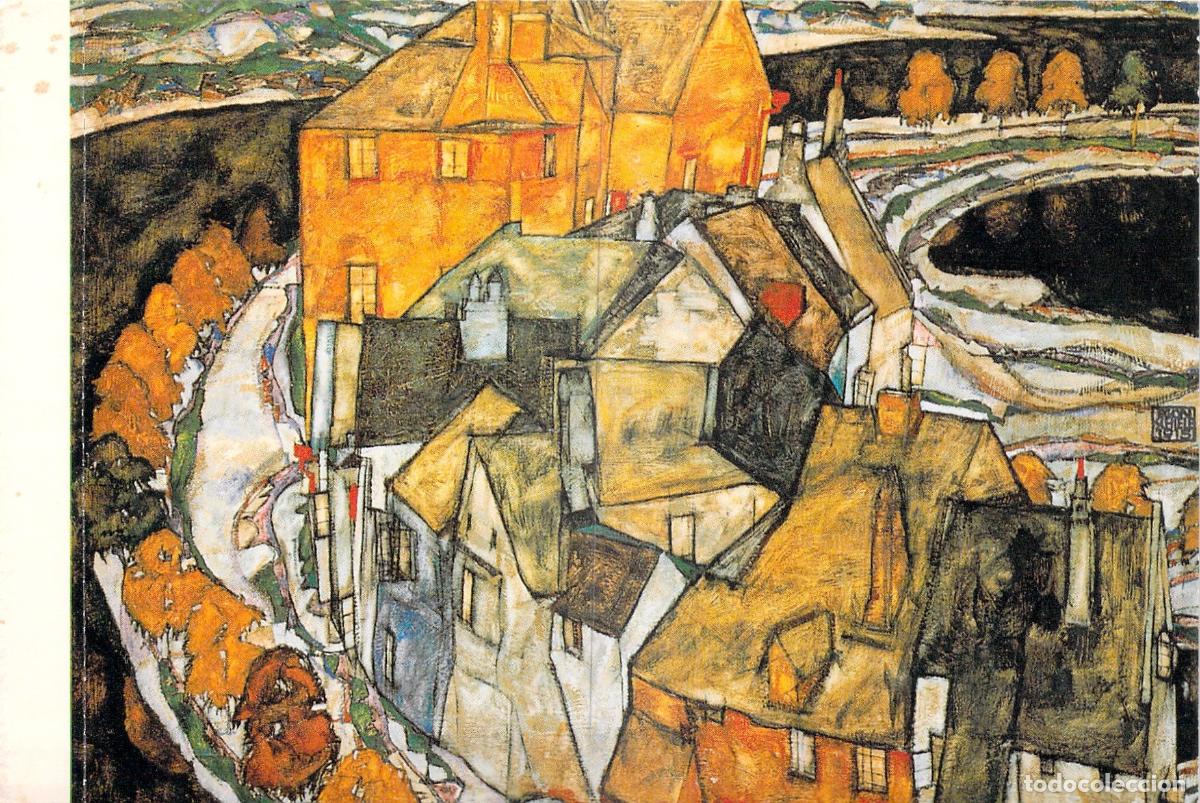 Postales: Postal de Arte Egon Schiele Casas en Fila Curva