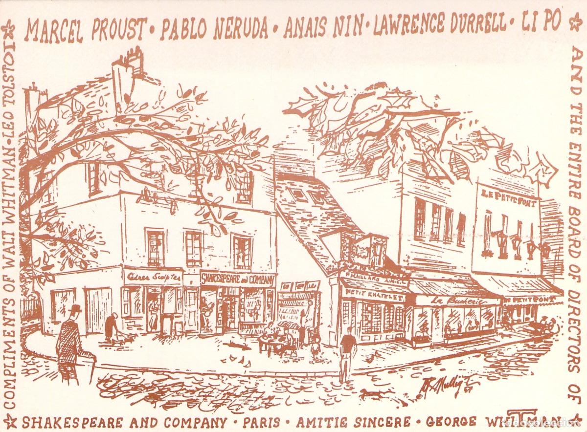 Postales: Postal de la Librer&iacute;a Shakespeare and Company en Par&iacute;s