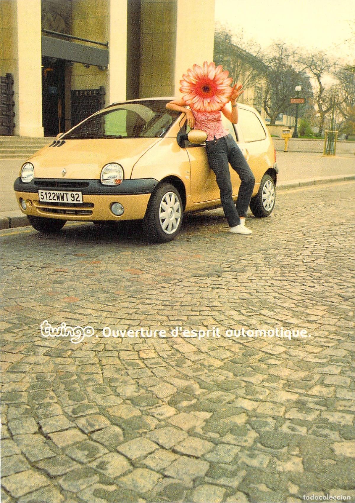 Postais: Postal Publicitaria Renault Twingo Coche Amarillo con Flor