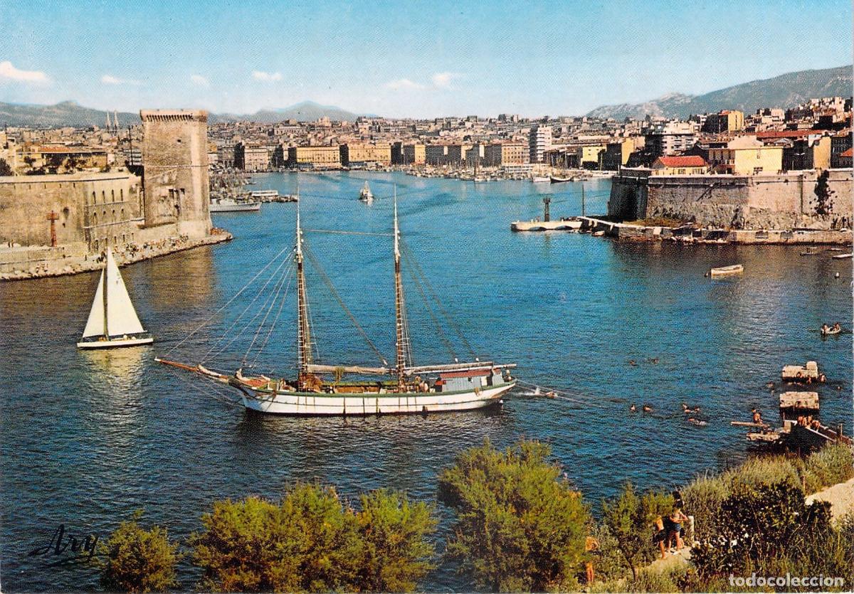 Postales: Postal de la Entrada del Puerto de Marsella desde Jardins du Pharo