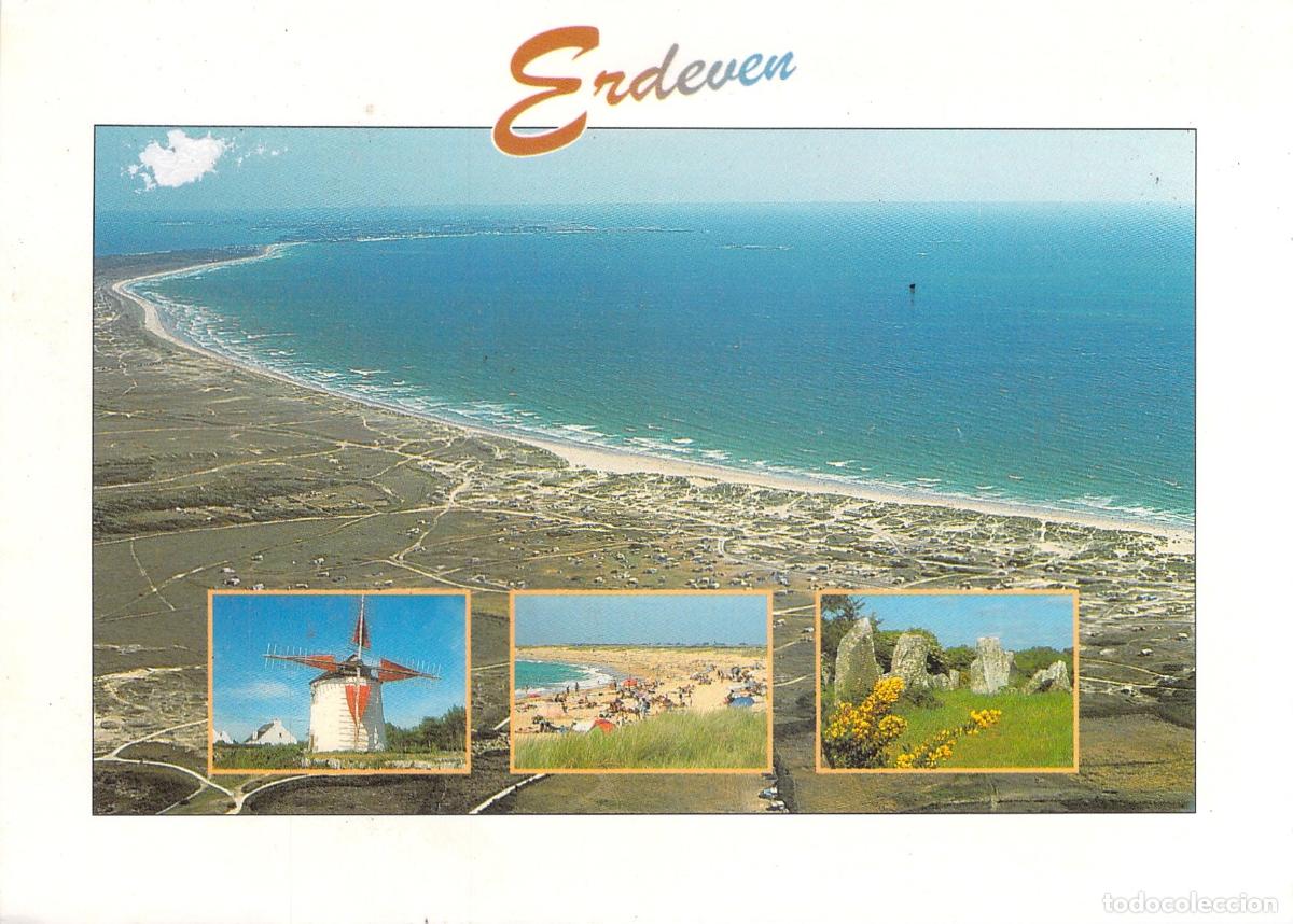 Postales: Postal de Erdeven: Playa de Kerhillio, Molino y Megalitos de Kerzhero